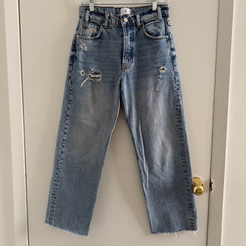 Anine Bing Gavin Distressed Light Wash Jeans Size 26